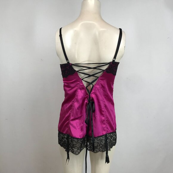 FREDERICKS OF HOLLYWOOD WOMEN'S SMALL -MAGENTA 2 PIECE LINGERIE SET - Picture 5 of 10